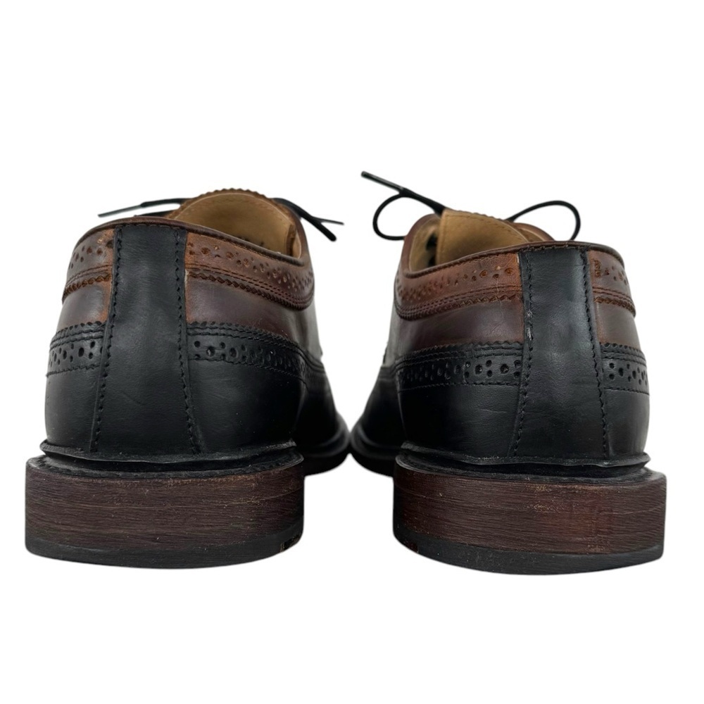 Frye Graham Wingtip Oxford Shoes Lace Up Leather Brogue Two-Tone Black Brown 9.5 - Picture 5 of 12